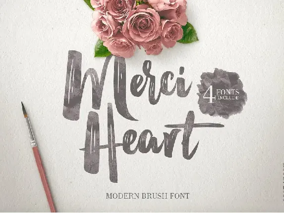 Merci Heart Brush font