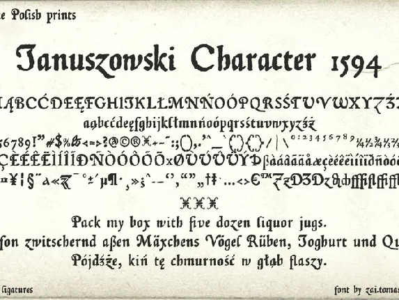 zai Januszowski Character 1594 font