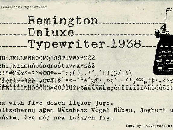 zai Remington Deluxe Typewriter 1938 font