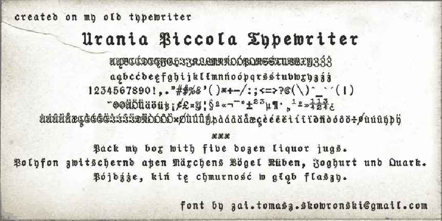 zai Urania Piccola Typewriter font