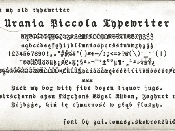 zai Urania Piccola Typewriter font