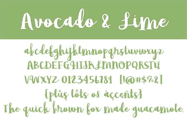 Avocado & Lime Script Free font