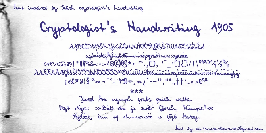 zai Cryptologist's Handwriting 1905 font