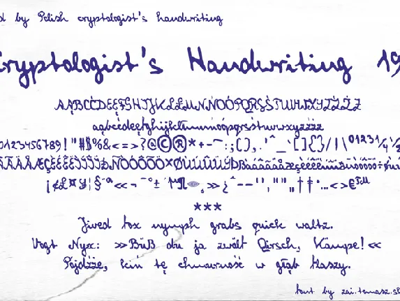 zai Cryptologist's Handwriting 1905 font