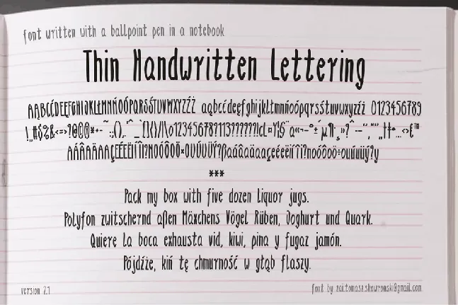 zai Thin Handwritten Lettering font