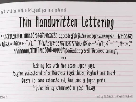 zai Thin Handwritten Lettering font