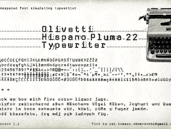 zai Olivetti Hispano Pluma 22 Typewriter font