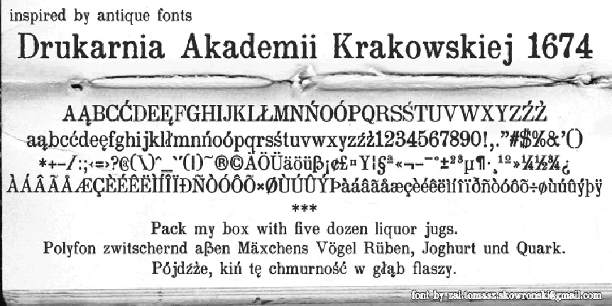 zai Drukarnia Akademii Krakowskiej 1674 font