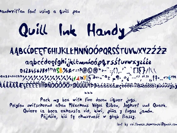 zai Quill Ink Handy font