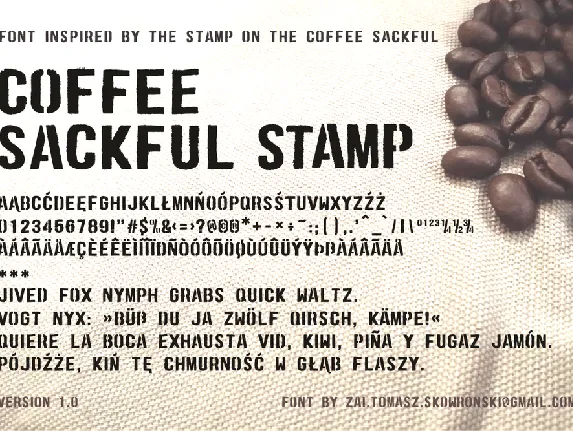 zai Coffee Sackful Stamp font