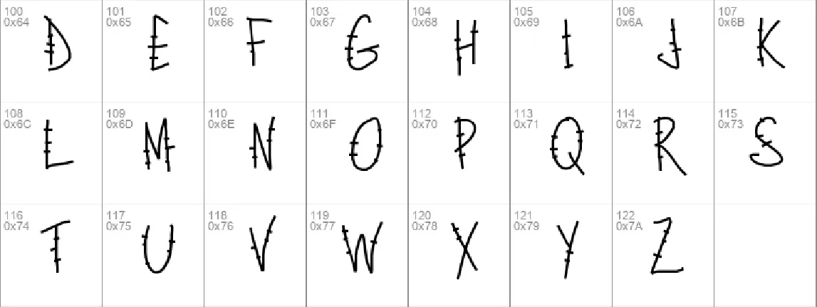 PWLettresbarres font