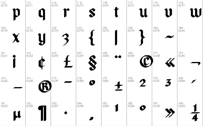 Pfeffer Simpelgotisch font