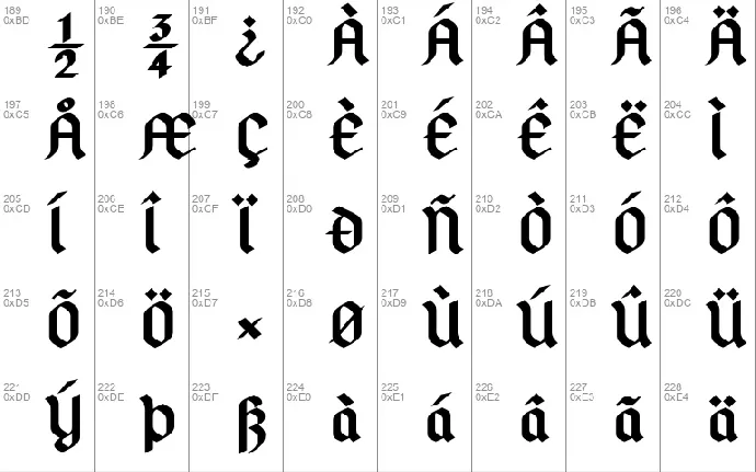 Pfeffer Simpelgotisch font