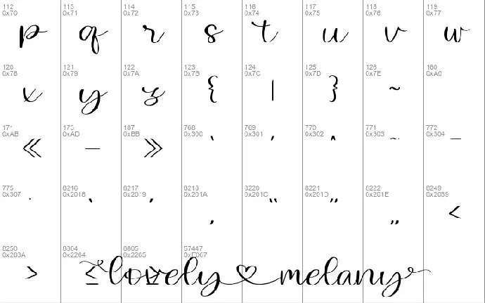 Lovely Melany font