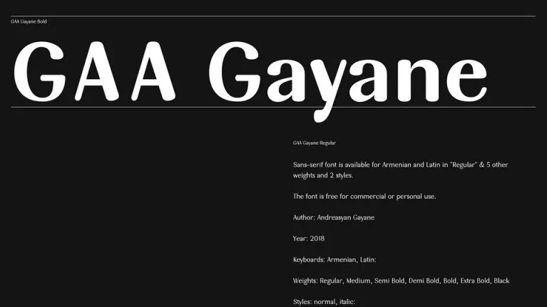 GAA Gayane Family font