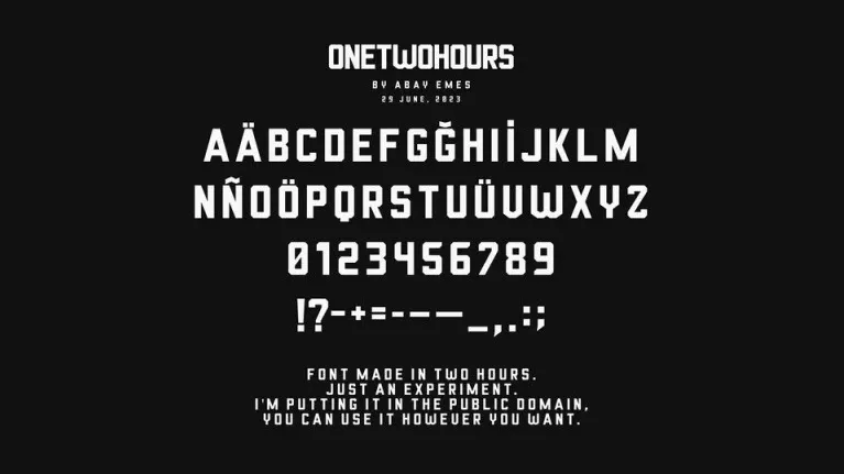 One Two Hours font