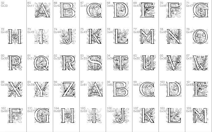 Acorn Initials font