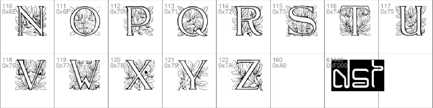 Acorn Initials font