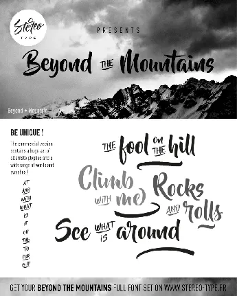 Beyond The Mountains Free font