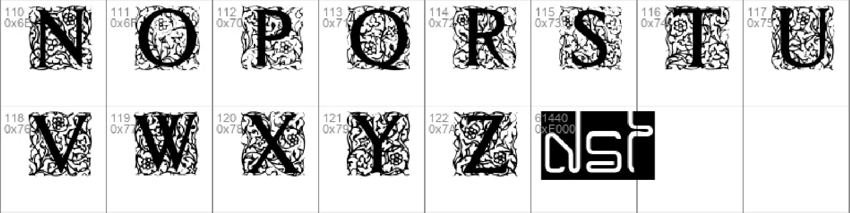 Decorated Roman Initials font