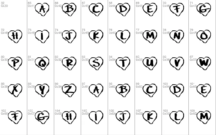 KR Paper Hearts font