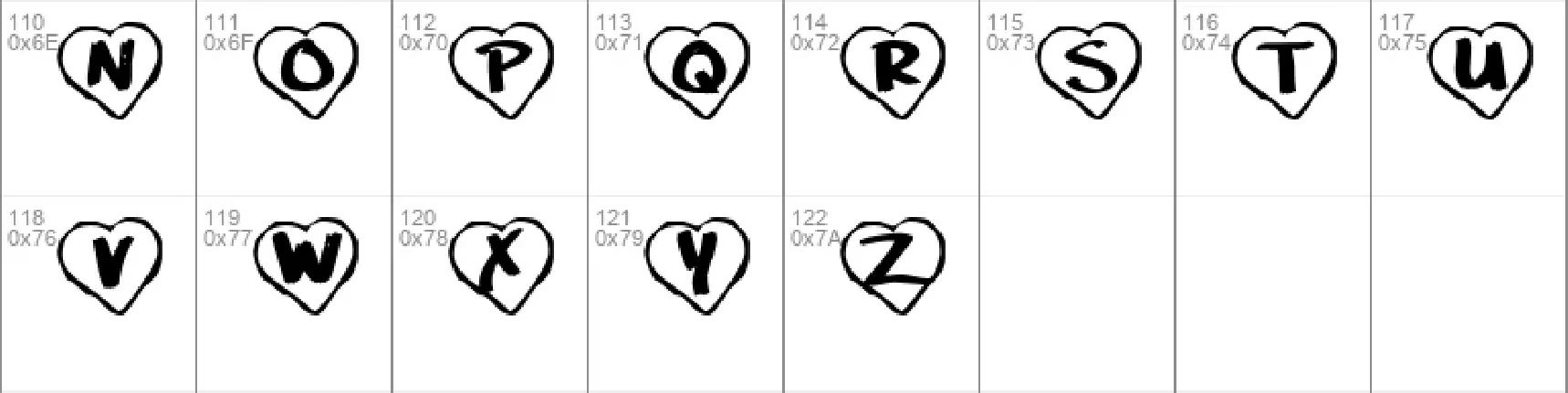 KR Paper Hearts font