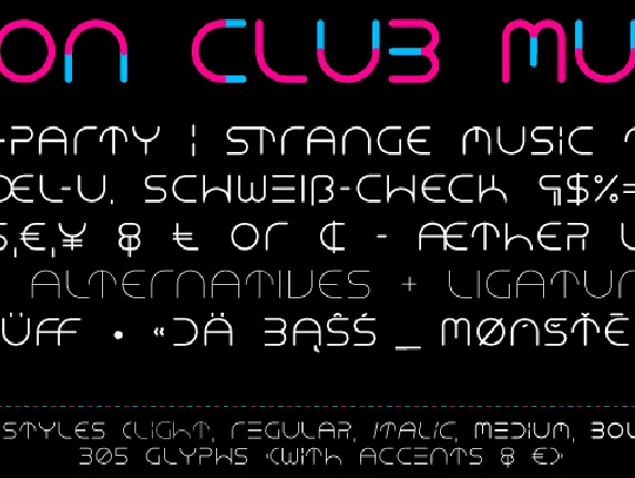 NEON CLUB MUSIC font