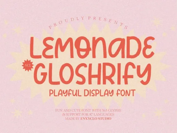 NCL Lemonade Gloshrify font