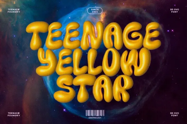 Teenage Yellow Star 3D SVG font