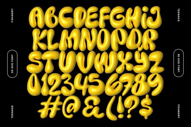 Teenage Yellow Star 3D SVG font