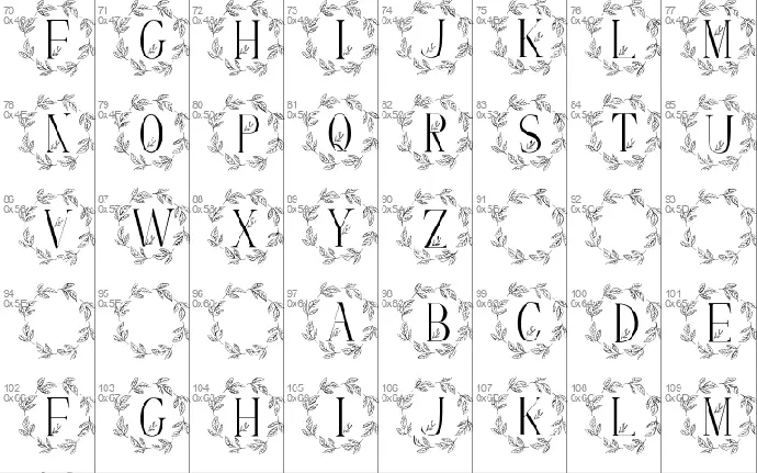 Monogram Leaves Wreath font