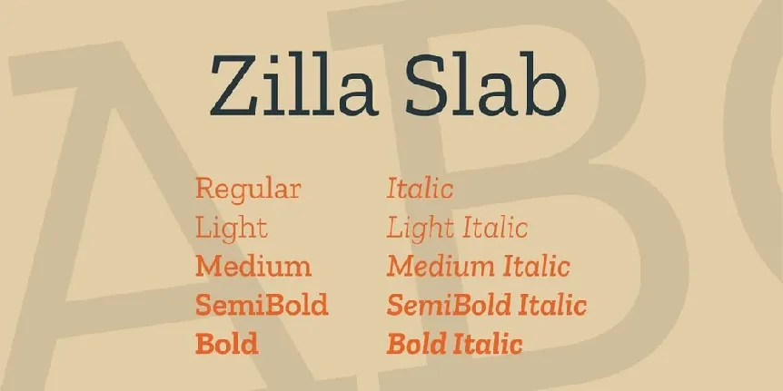 Zilla Slab Serif Family font