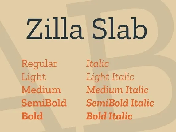 Zilla Slab Serif Family font