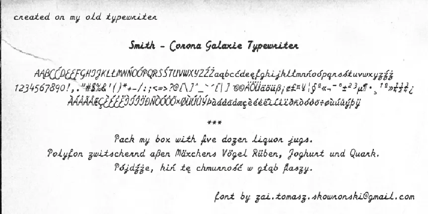 Smith Corona Galaxie Typewriter font