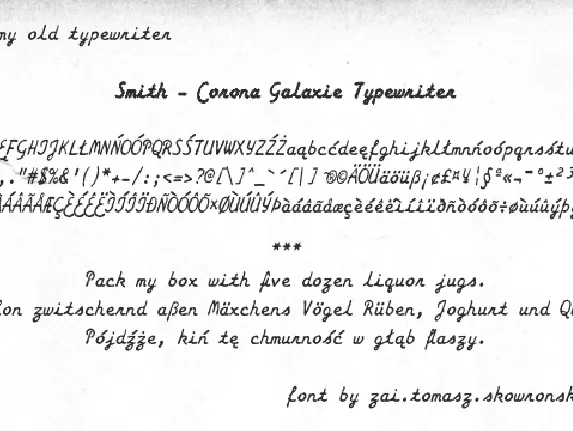 Smith Corona Galaxie Typewriter font