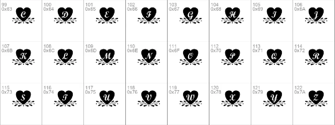 KR Amish Heart font