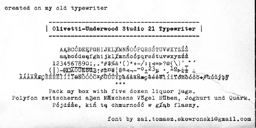 Olivetti Underwood Studio 21 Typewriter font