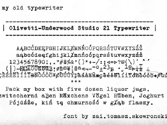 Olivetti Underwood Studio 21 Typewriter font