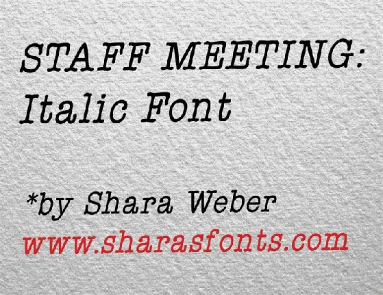 Staff Meeting Plain Italic font