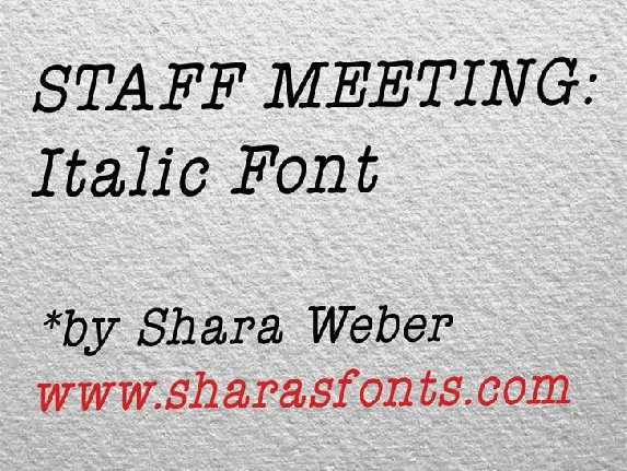 Staff Meeting Plain Italic font