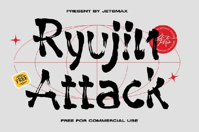 Ryujin Attack Brush font