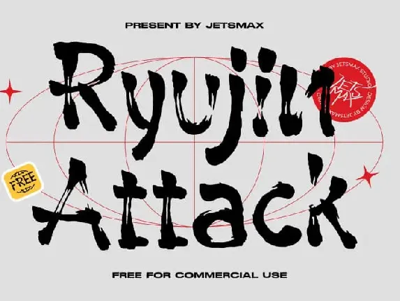 Ryujin Attack Brush font