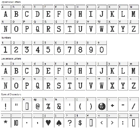 CARD CHARACTERS font