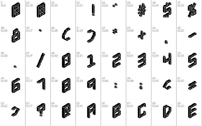 3D Isometric font