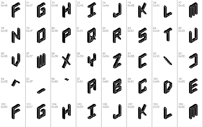 3D Isometric font