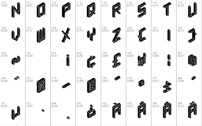 3D Isometric font