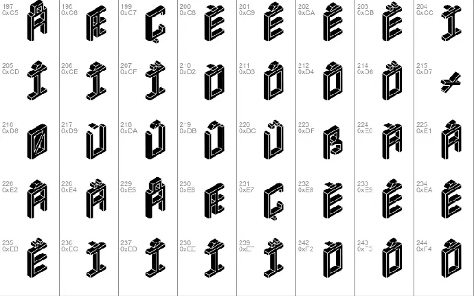 3D Isometric font