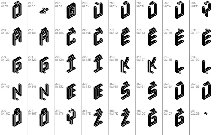 3D Isometric font