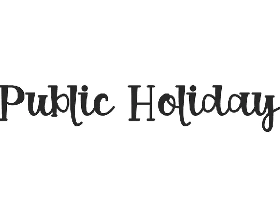 Public Holiday font