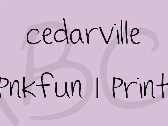 Cedarville Pnkfun 1 Print font